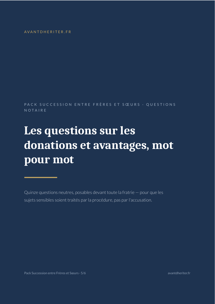 Aperçu — Questions notaire : donations et avantages