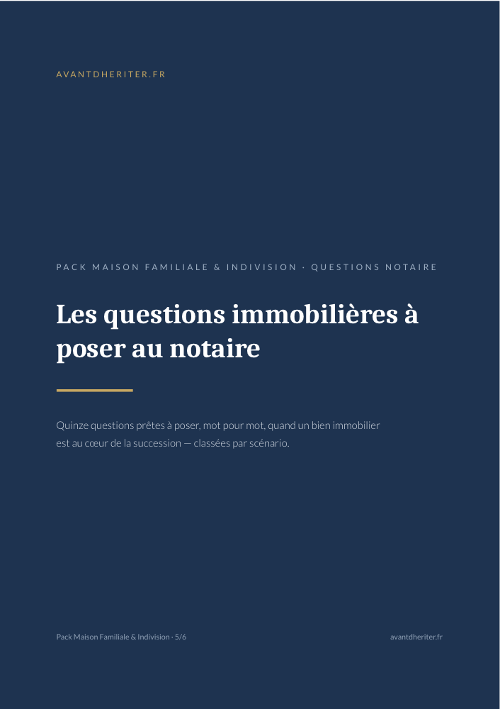 Aperçu — Questions notaire spécifiques