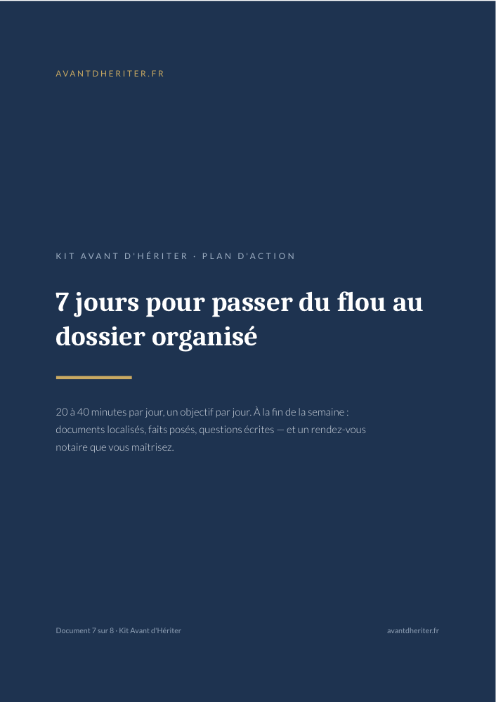 Aperçu — Plan d'action en 7 jours
