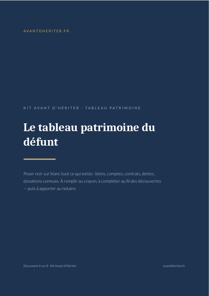 Aperçu — Tableau du patrimoine